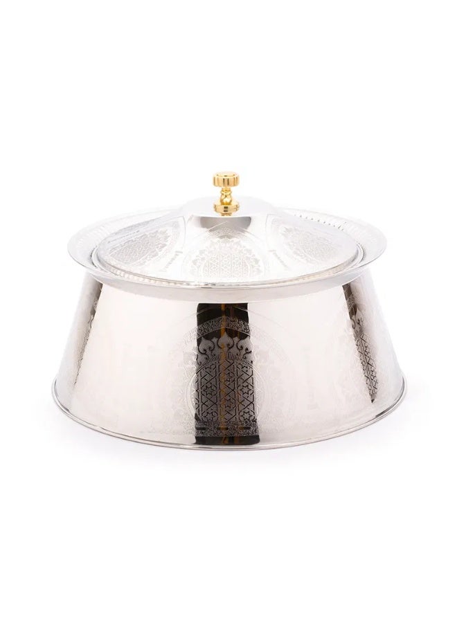 علبة طعام فضية منقوشة سعة 7.5 لتر